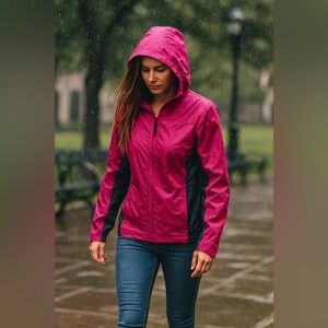J5 Apparel Pink and White Windbreaker Women's